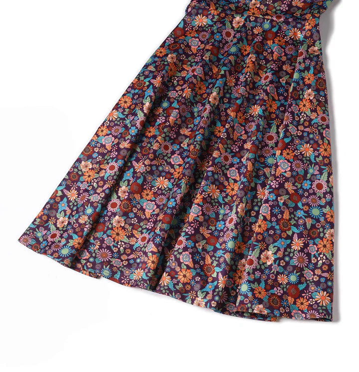 Dolly and Dotty Scarlette Purple Retro Floral Print Vintage Style Dress, Skirt view