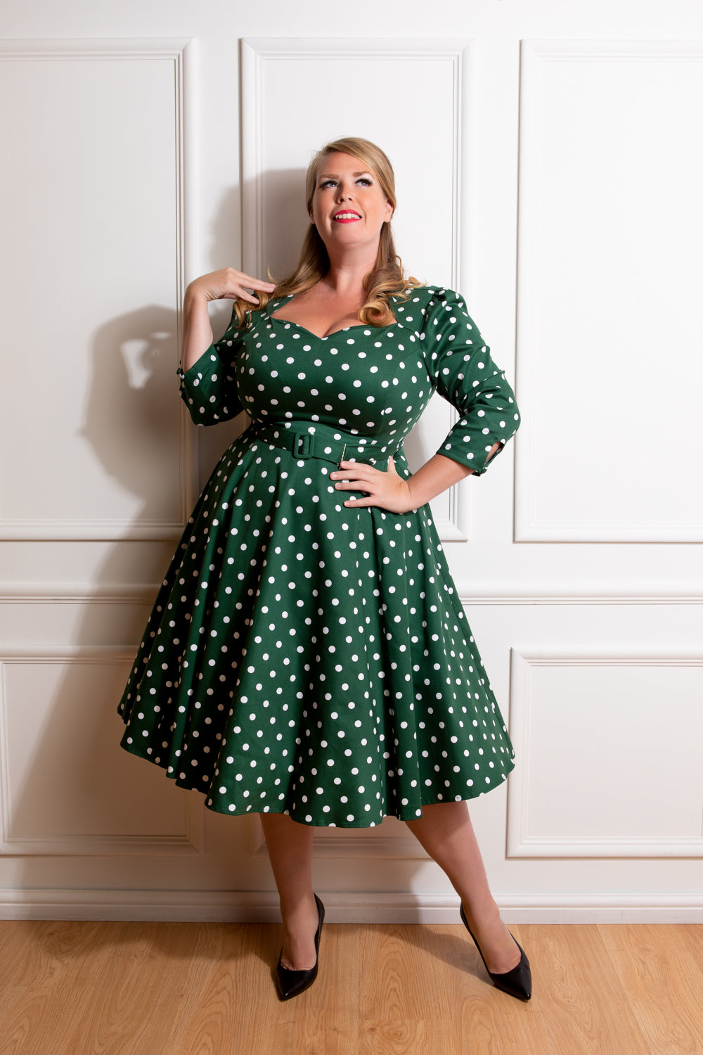 Hearts & Roses London | Curvy Kylie Green Polka Dot | Vintage Style Dr Valerie Vintage Hearts & Roses London | Curvy Kylie Green Polka Dot | Vintage Style Dr Valerie Vintage