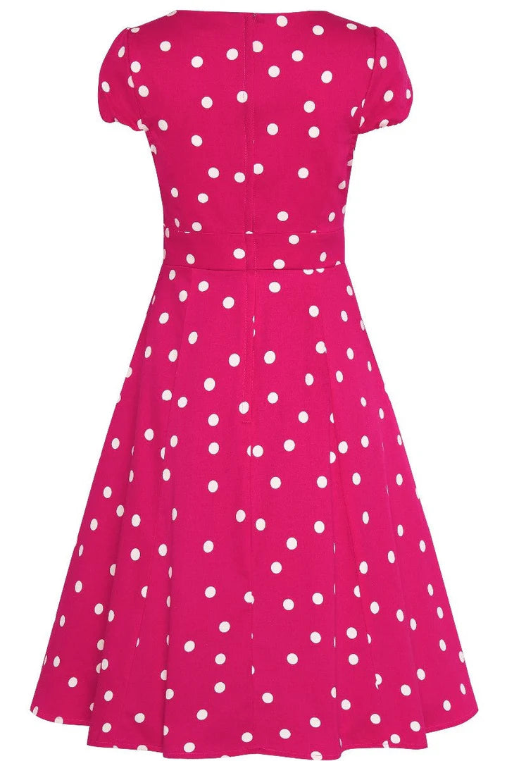 Dolly and Dotty Claudia Hot Pink Polka Dot Vintage Dress, Back