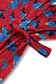Vintage Style Red Dress with Cat and Rose Print, Waist View with Wrap Belt