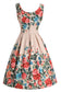 Floral swing dress with a floral pattern on a white background, Back.
