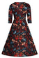 Dolly and Dotty Billie Long Sleeved Guns and Roses Print Retro Vintage Dress, Back