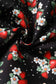 Vintage Style A-Line Skirt, Floral and Strawberry Print, Fabric Close Up
